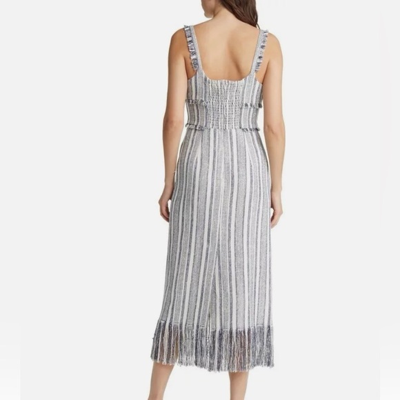 La Ligne “Jordan Dress” size 0, blue and white stripes with fringe! - Picture 3 of 11
